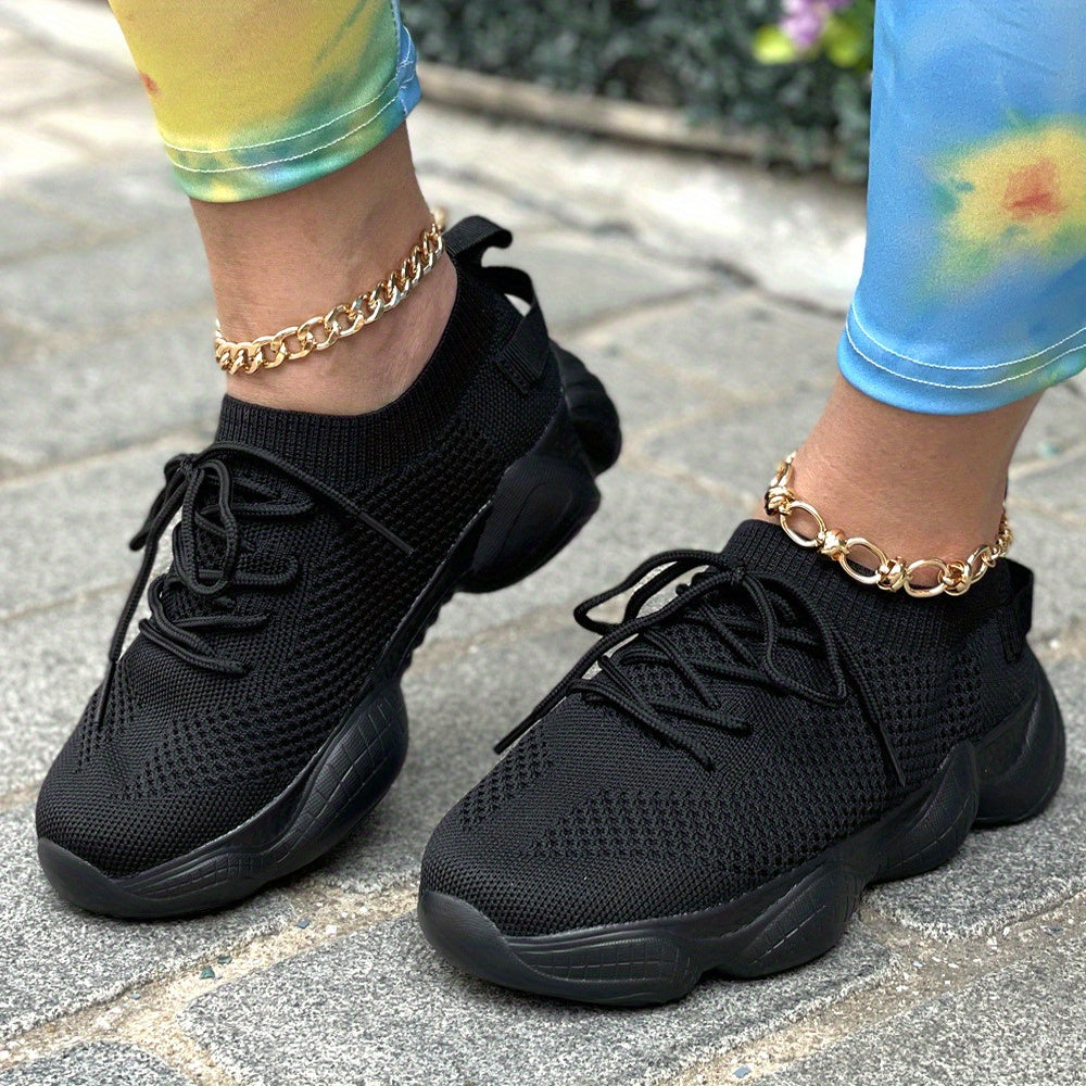 Women’s Platform Mesh Sneakers – Low Top Casual Shoes.