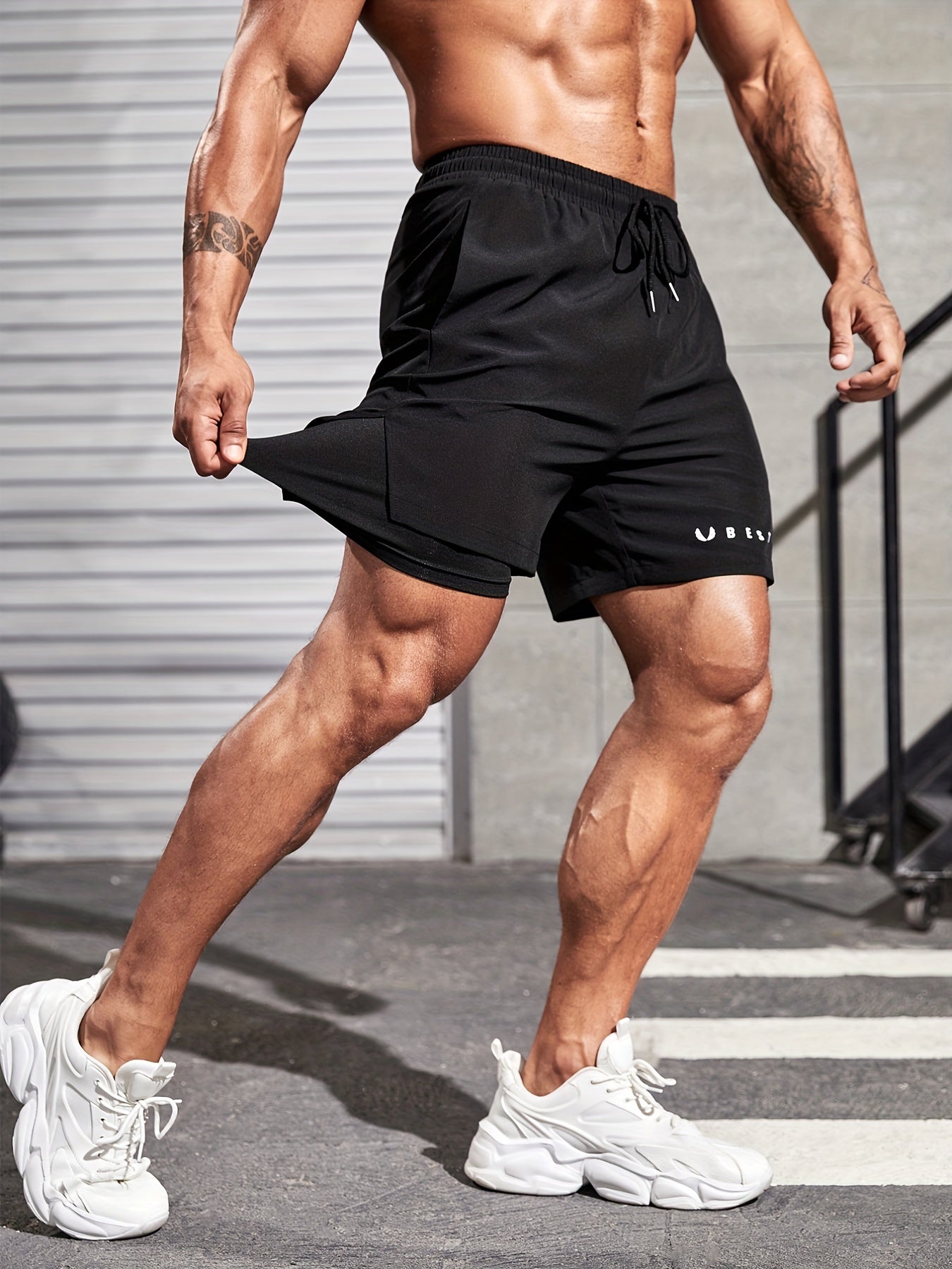 Men’s Double-Layer Sport Shorts – Drawstring.