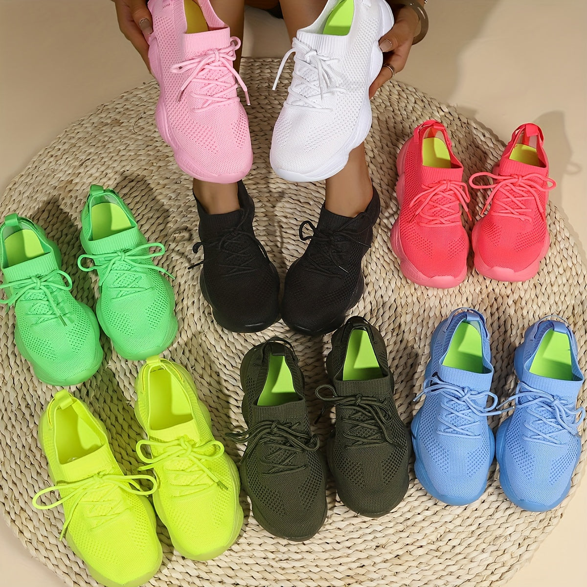 Women’s Platform Mesh Sneakers – Low Top Casual Shoes.