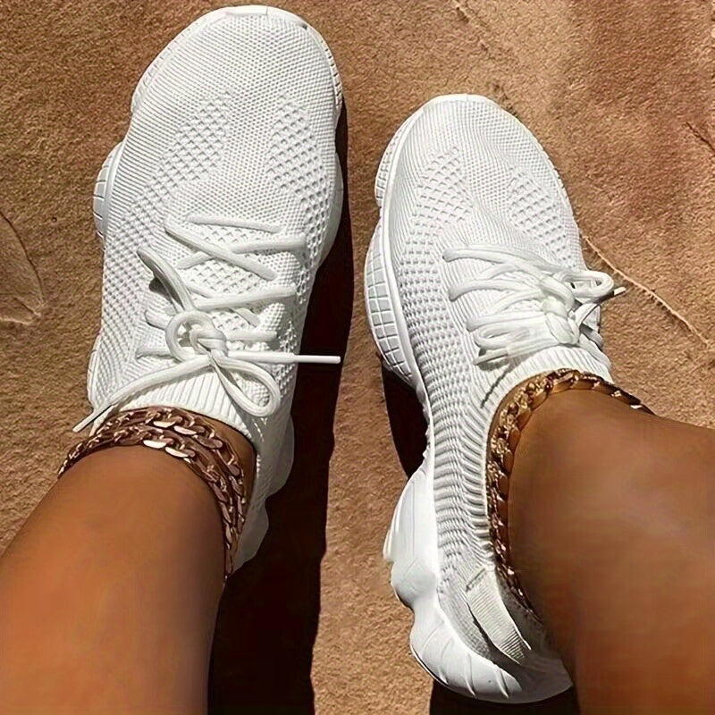 Women’s Platform Mesh Sneakers – Low Top Casual Shoes.