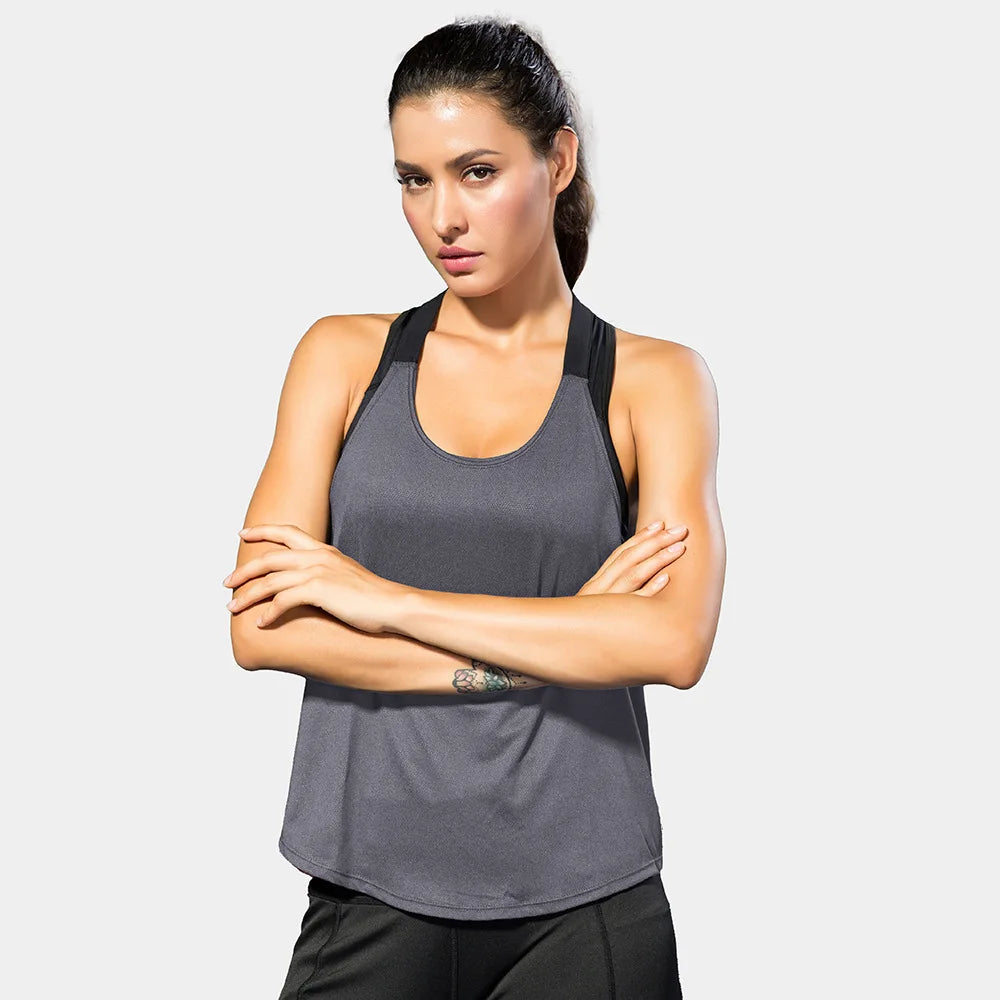 Women’s Black Sleeveless Gym Top – Backless Yoga Shirt.