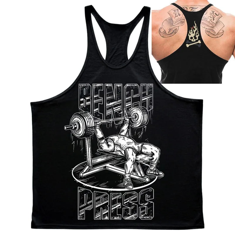 Men’s Muscle Gym T-Shirt – Loose Fit Stringer Vest.