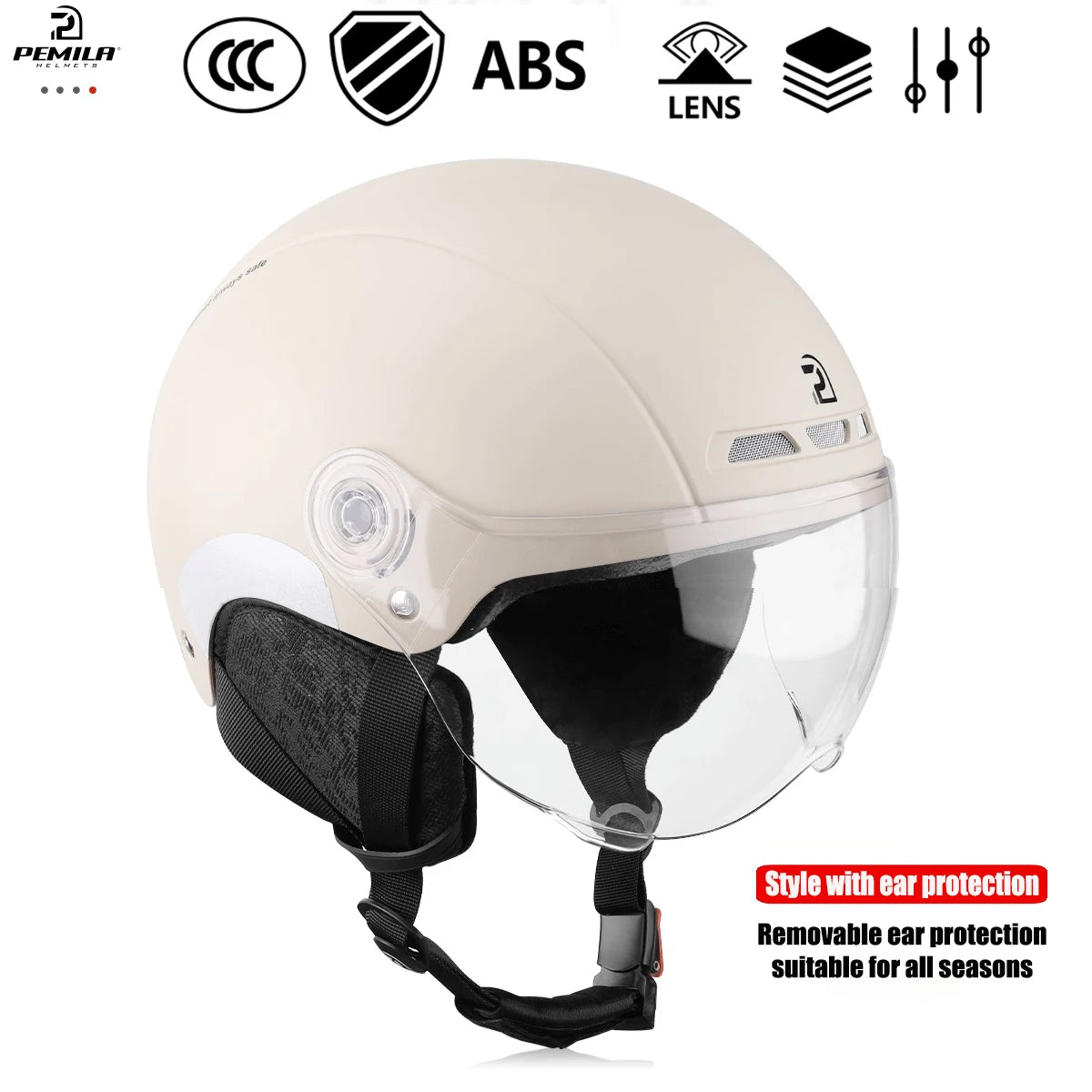 PEMILA Adult Cycling Helmet – With Goggles & Ear Protection.
