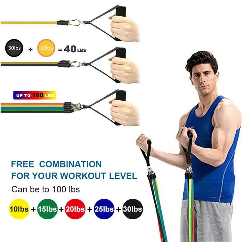 11-Piece Resistance Band Set – Portable Fitness Equipment.