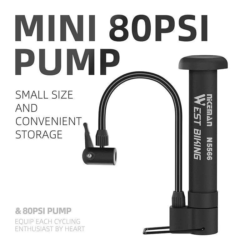 WEST BIKING MTB Bicycle Pump – 80 PSI Manual Floor Pump.