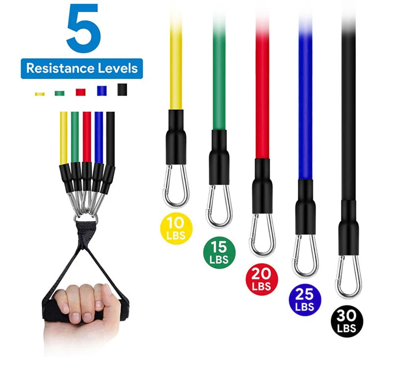 11-Piece Resistance Band Set – Portable Fitness Equipment.