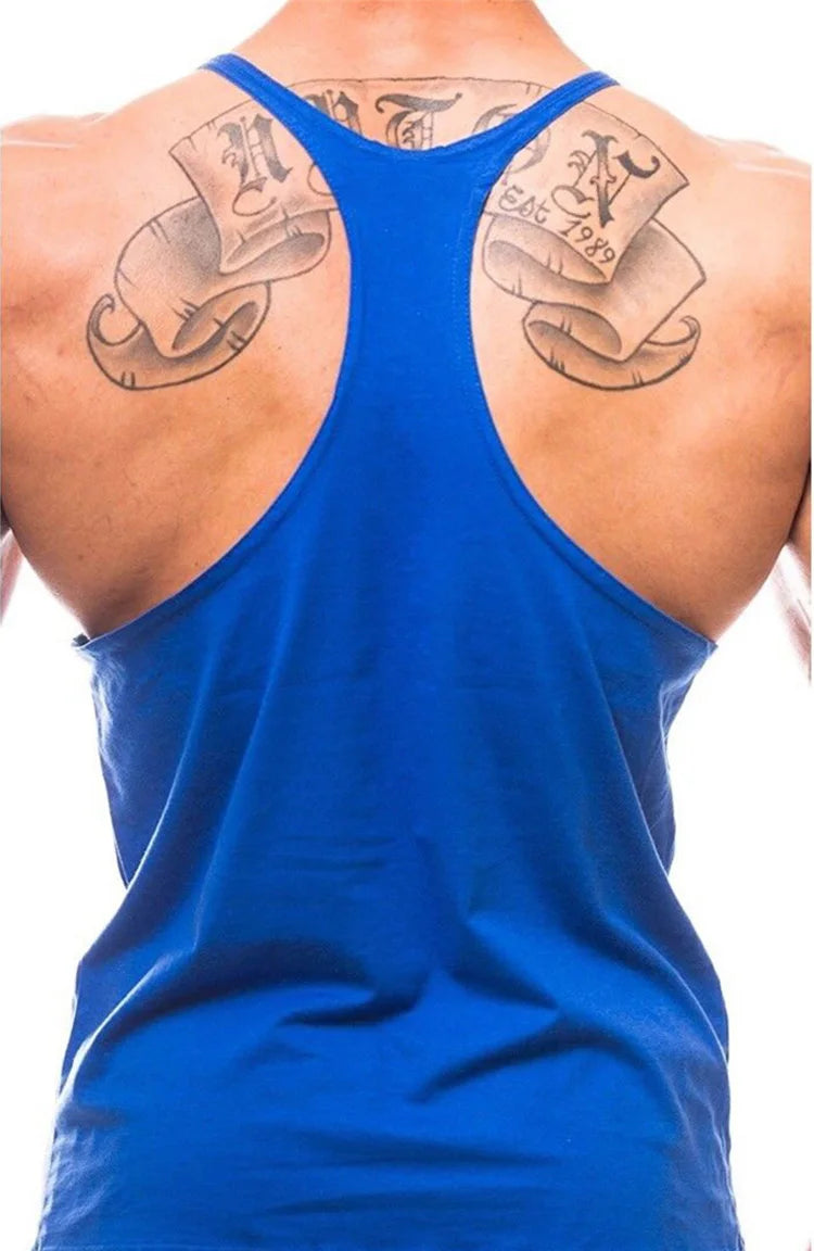 Men’s Y-Back Gym Tank Top – Cotton Sleeveless Vest.
