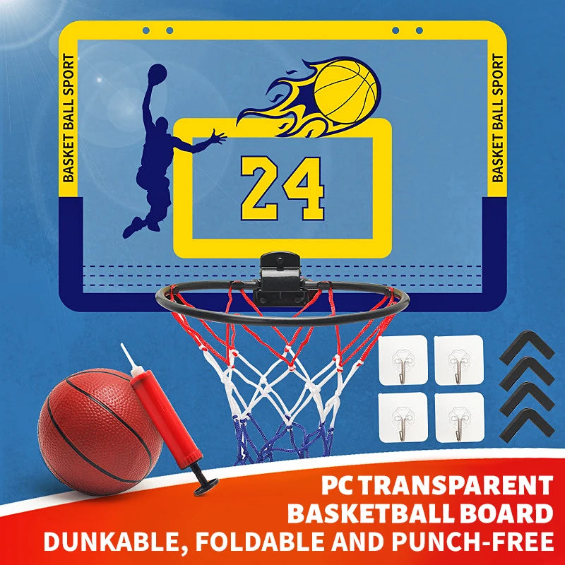 Children’s Foldable Wall-Mounted Basketball Stand – Indoor & Outdoor.