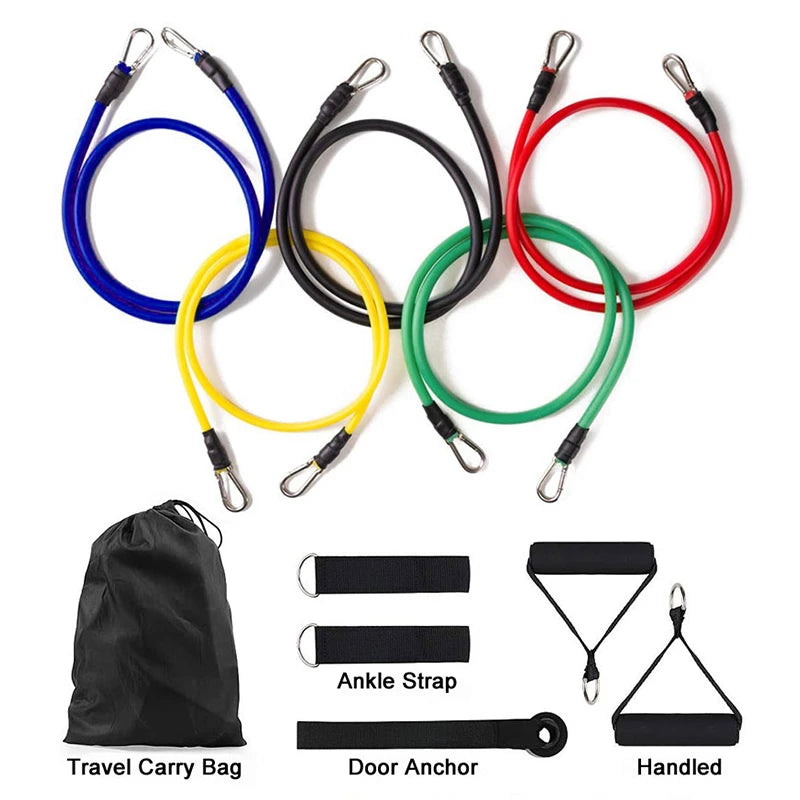 11-Piece Resistance Band Set – Portable Fitness Equipment.