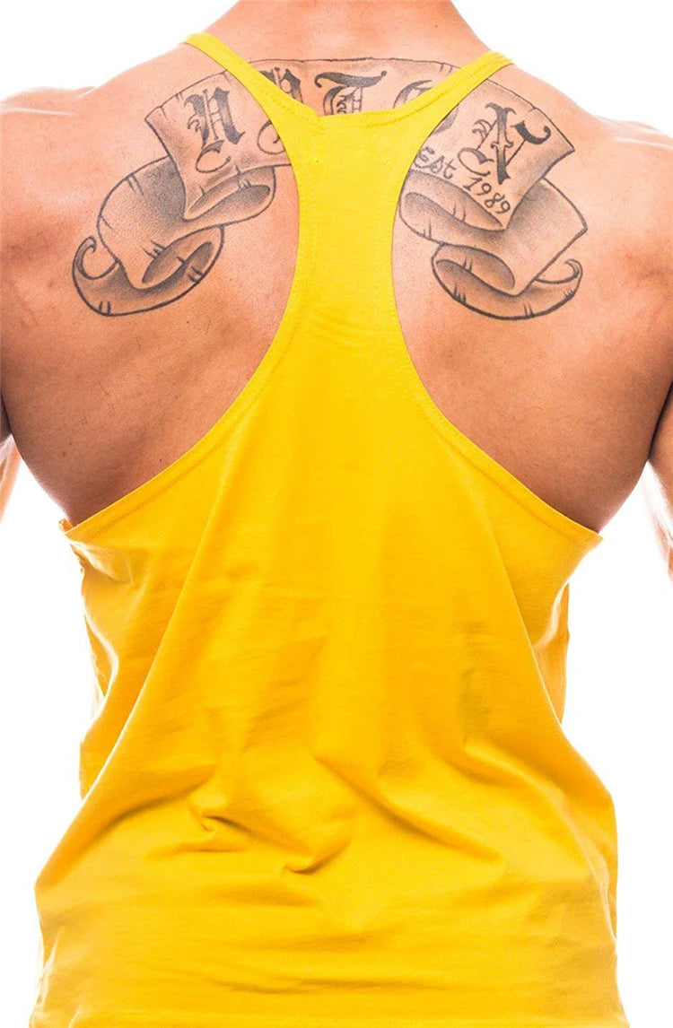 Men’s Y-Back Gym Tank Top – Cotton Sleeveless Vest.