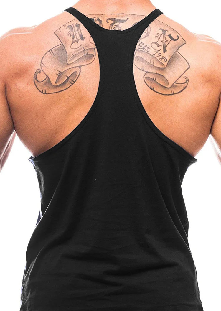 Men’s Y-Back Gym Tank Top – Cotton Sleeveless Vest.