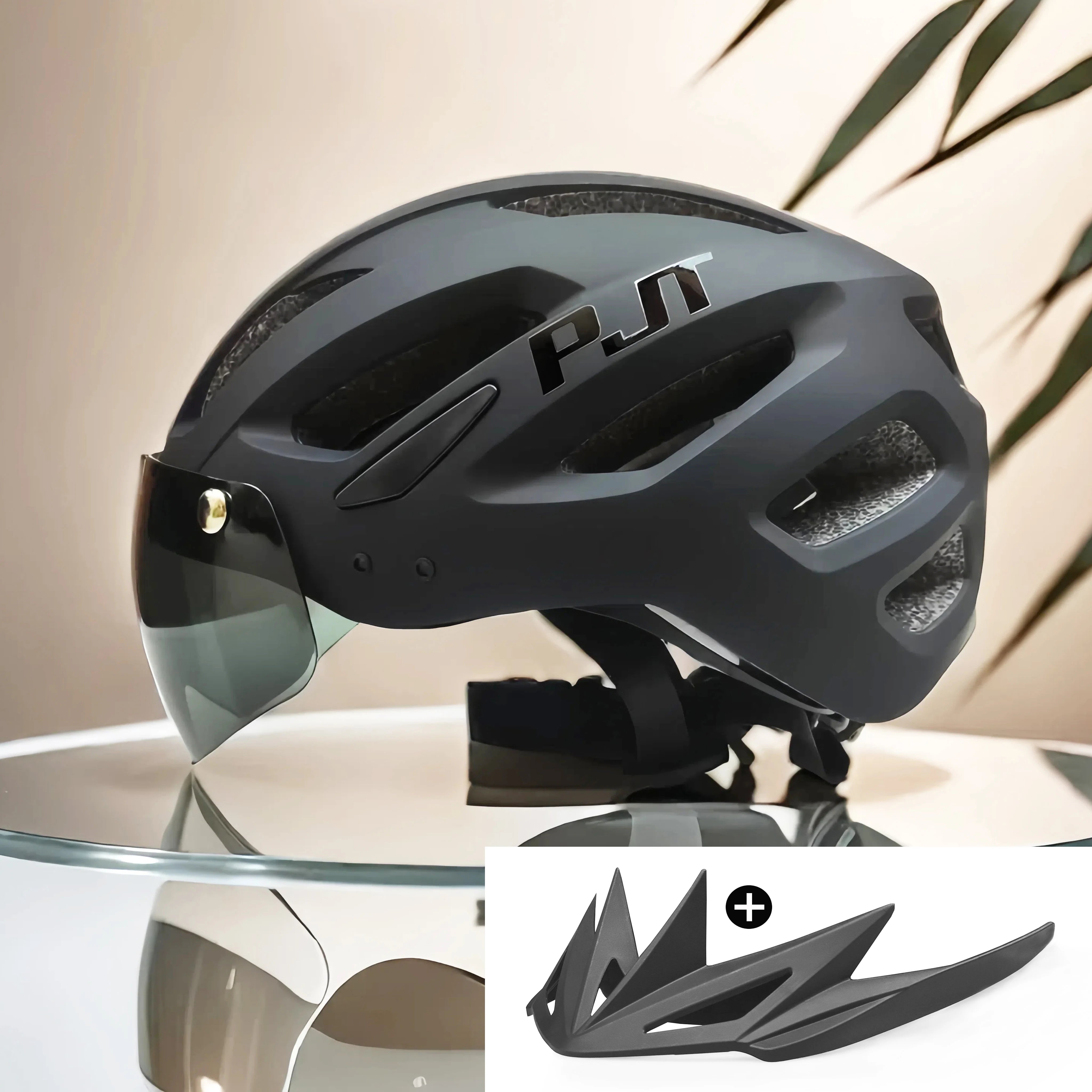 PJT LED Bike Helmet with Sun Goggle Visor – Men’s Road & MTB Helmet.