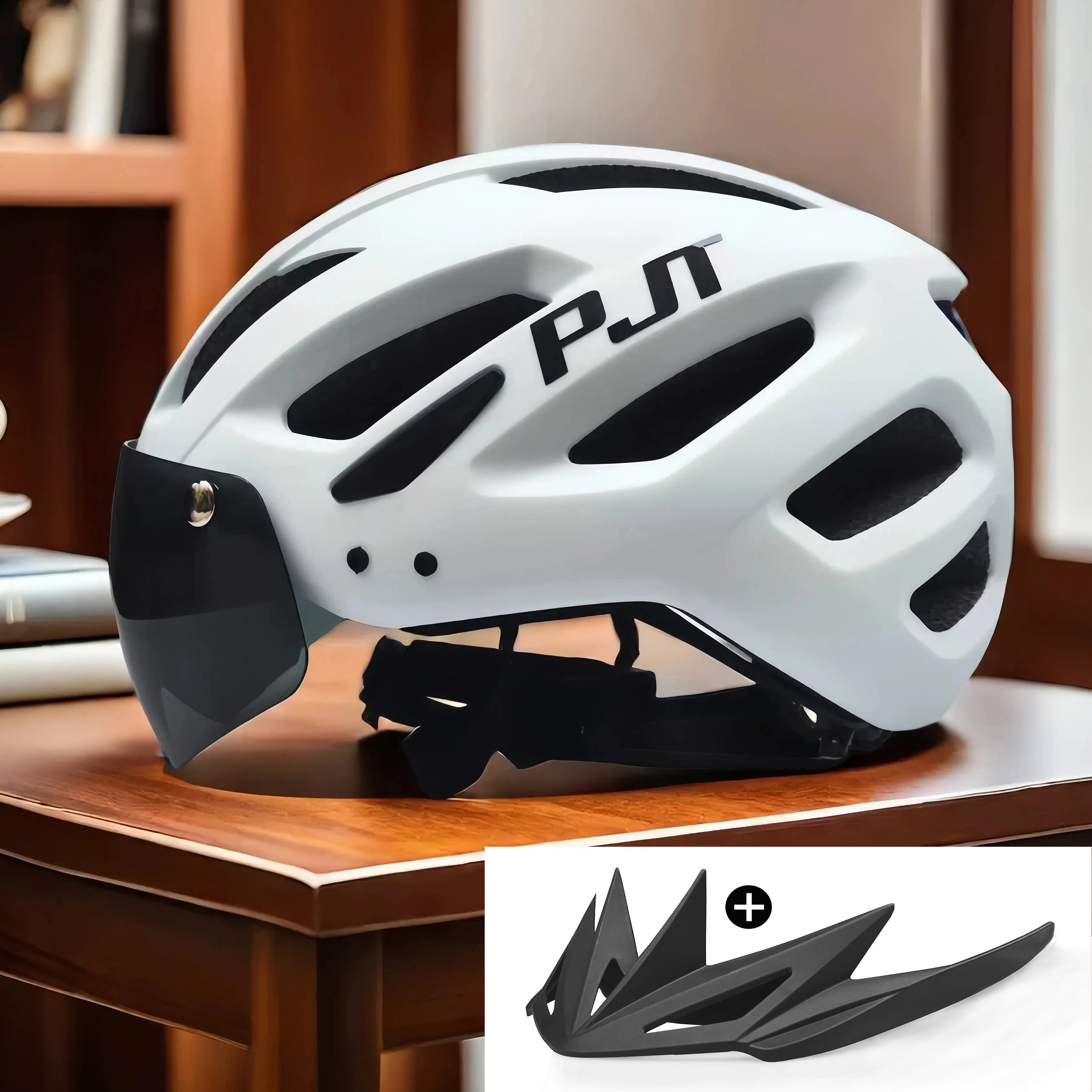 PJT LED Bike Helmet with Sun Goggle Visor – Men’s Road & MTB Helmet.
