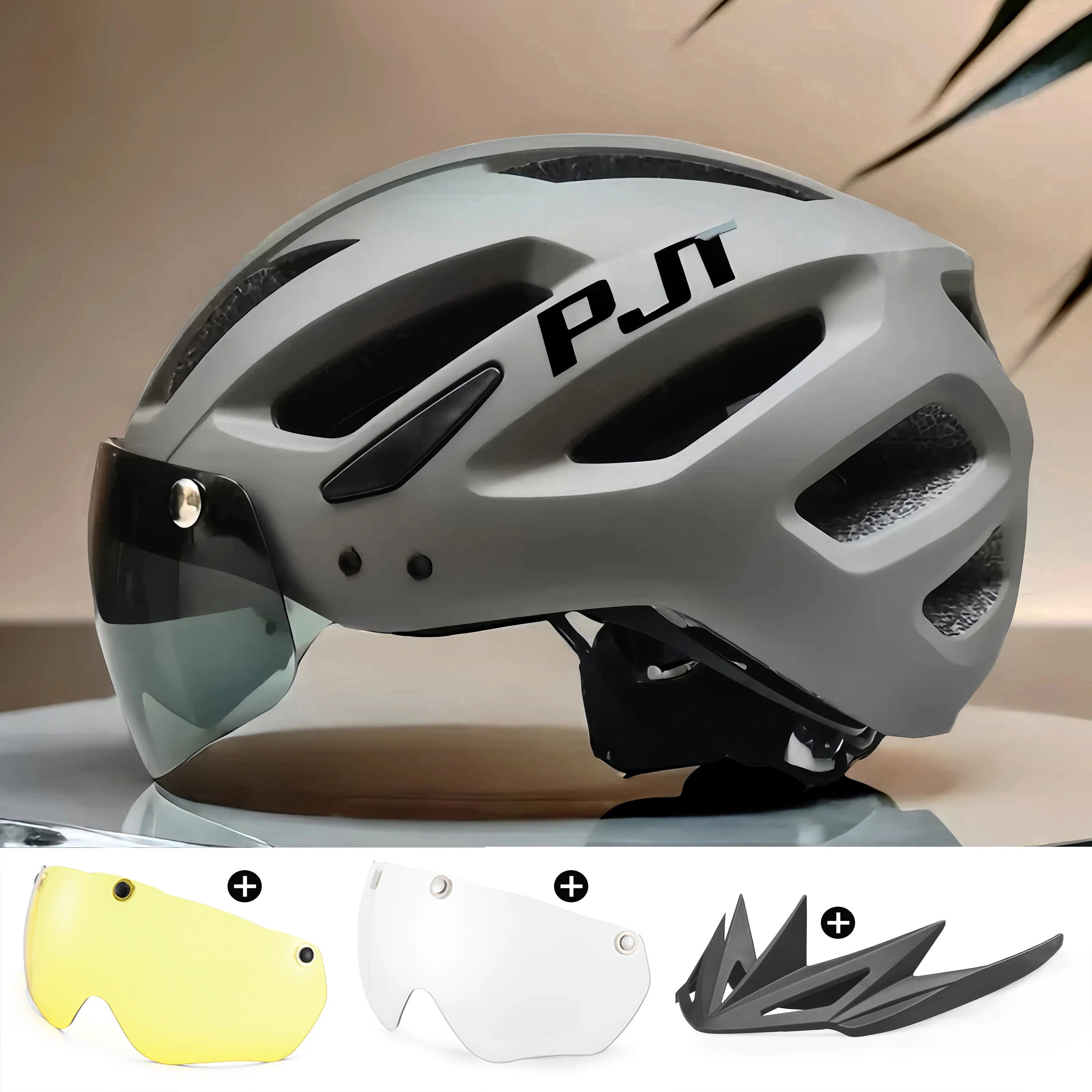 PJT LED Bike Helmet with Sun Goggle Visor – Men’s Road & MTB Helmet.