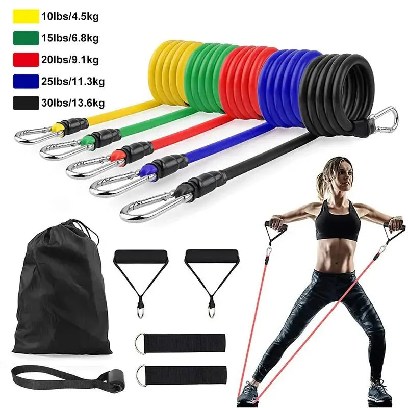 11-Piece Resistance Band Set – Portable Fitness Equipment.