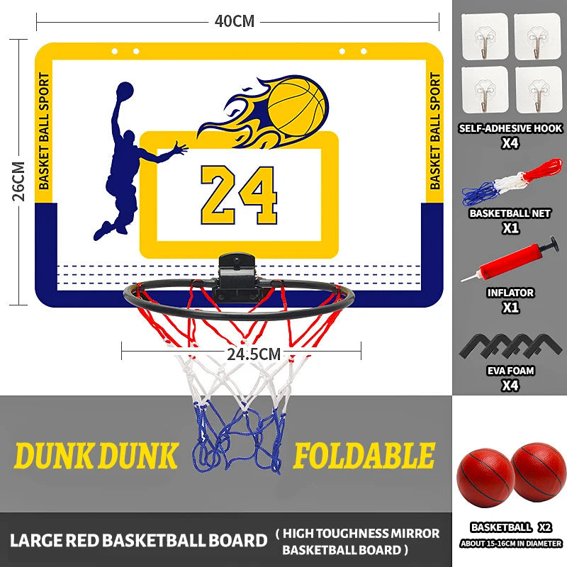 Children’s Foldable Wall-Mounted Basketball Stand – Indoor & Outdoor.