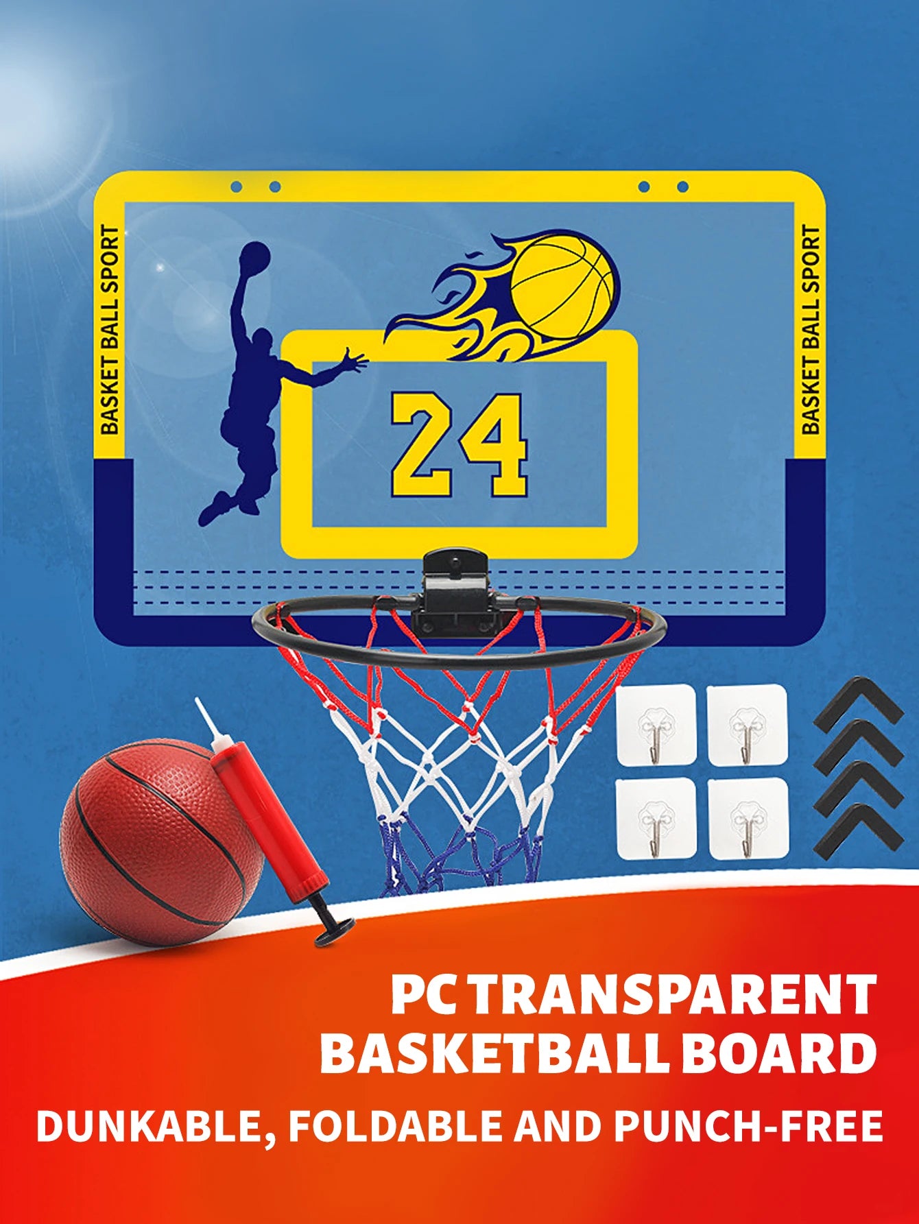 Children’s Foldable Wall-Mounted Basketball Stand – Indoor & Outdoor.