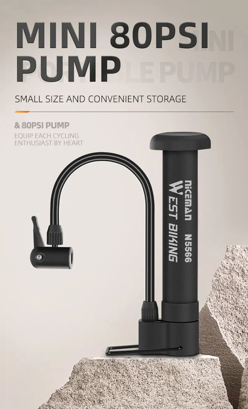 WEST BIKING MTB Bicycle Pump – 80 PSI Manual Floor Pump.