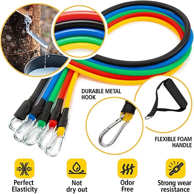 11-Piece Resistance Band Set – Portable Fitness Equipment.