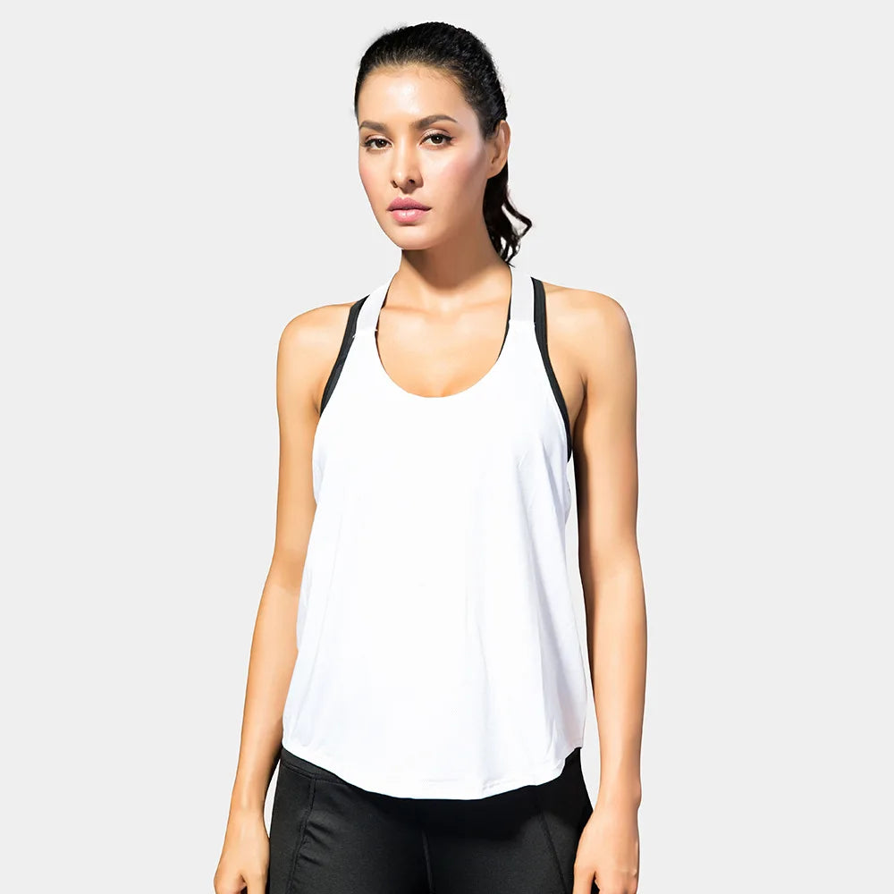 Women’s Black Sleeveless Gym Top – Backless Yoga Shirt.