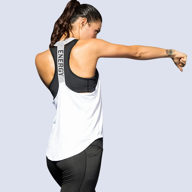 Women’s Black Sleeveless Gym Top – Backless Yoga Shirt.