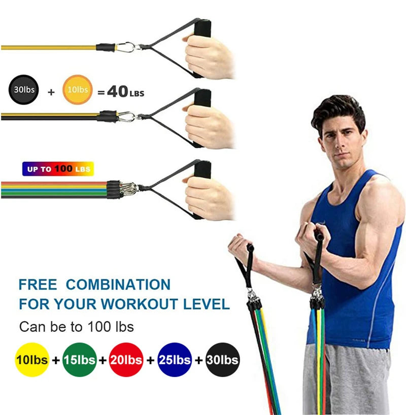11-Piece Resistance Band Set – Portable Fitness Equipment.