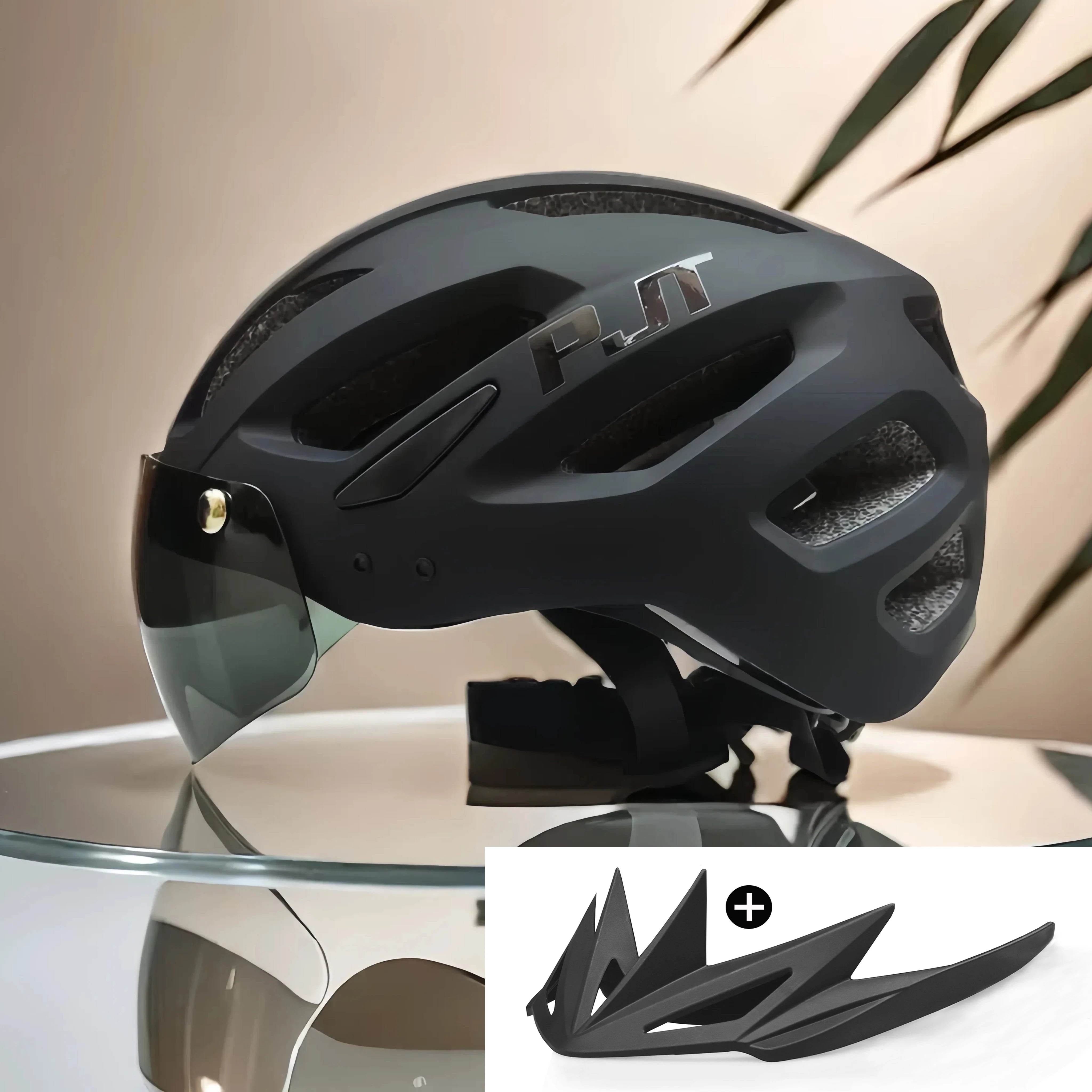 PJT LED Bike Helmet with Sun Goggle Visor – Men’s Road & MTB Helmet.