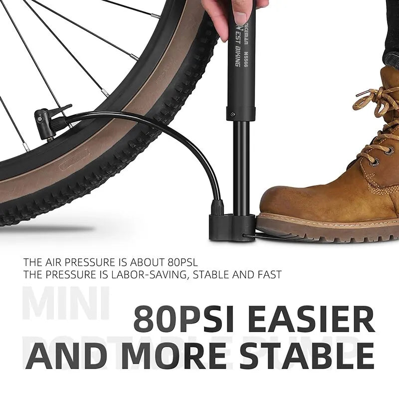 WEST BIKING MTB Bicycle Pump – 80 PSI Manual Floor Pump.