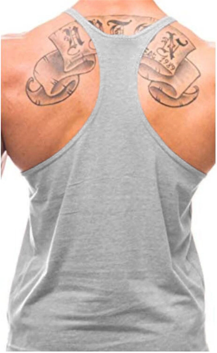 Men’s Y-Back Gym Tank Top – Cotton Sleeveless Vest.