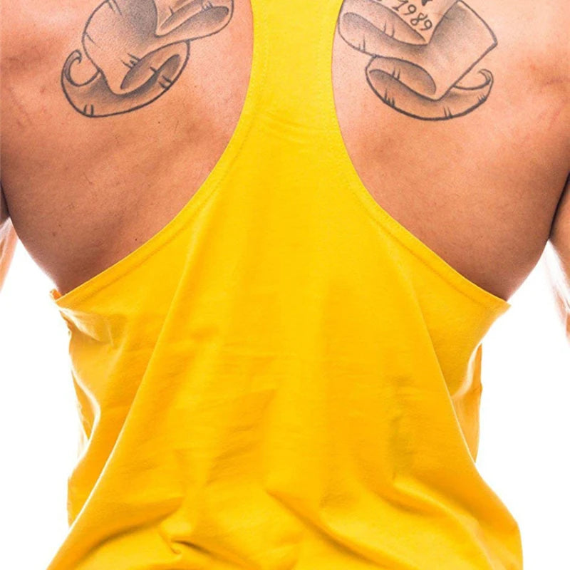 Men’s Y-Back Gym Tank Top – Cotton Sleeveless Vest.