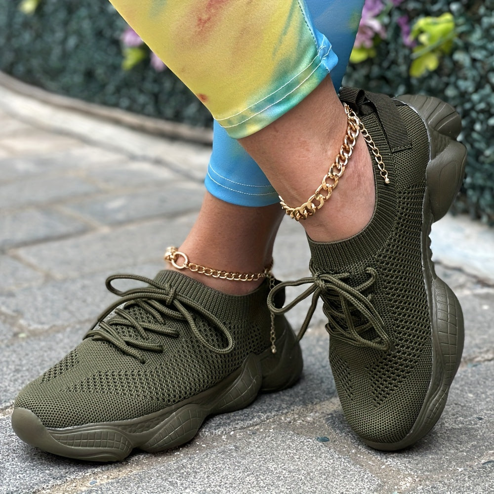 Women’s Platform Mesh Sneakers – Low Top Casual Shoes.