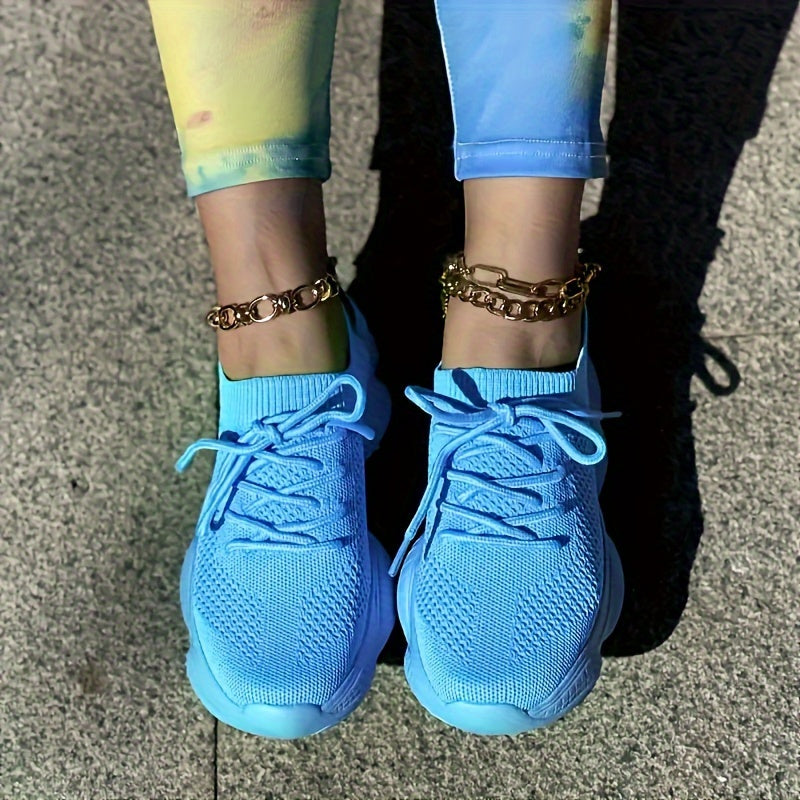 Women’s Platform Mesh Sneakers – Low Top Casual Shoes.