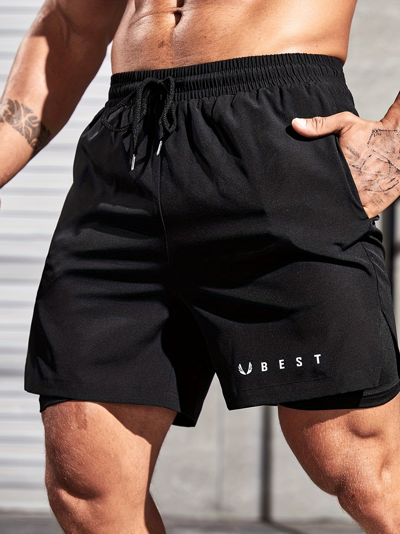 Men’s Double-Layer Sport Shorts – Drawstring.