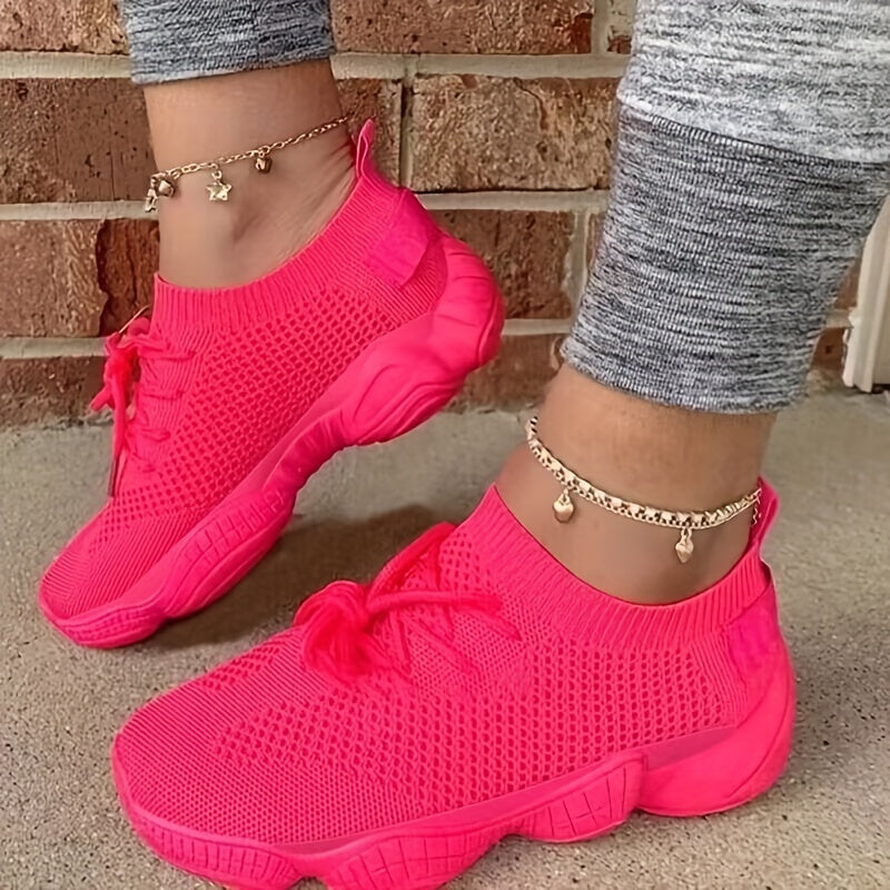 Women’s Platform Mesh Sneakers – Low Top Casual Shoes.