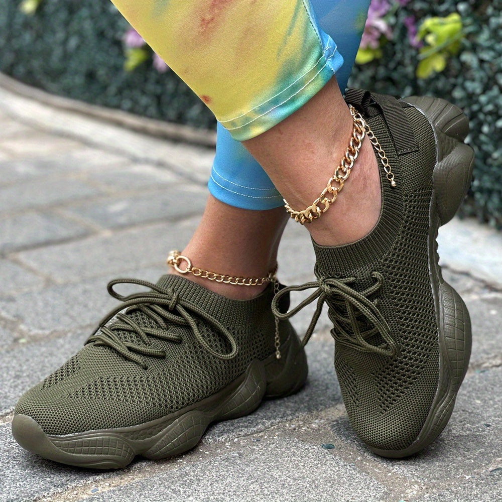 Women’s Platform Mesh Sneakers – Low Top Casual Shoes.