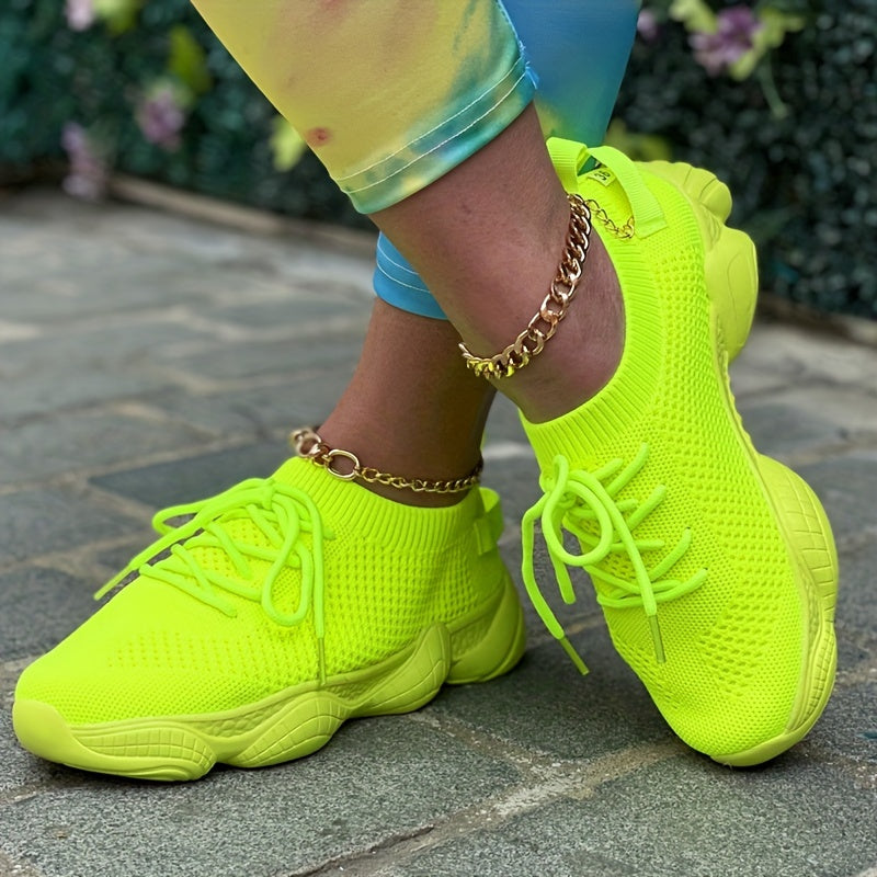 Women’s Platform Mesh Sneakers – Low Top Casual Shoes.