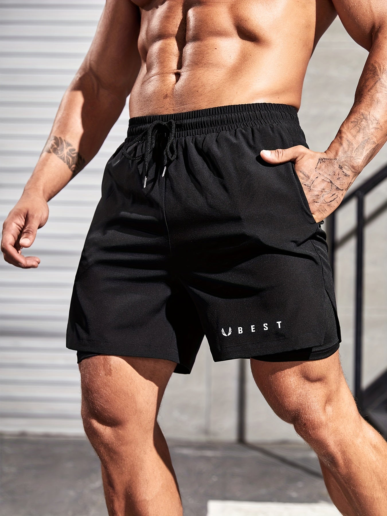 Men’s Double-Layer Sport Shorts – Drawstring.
