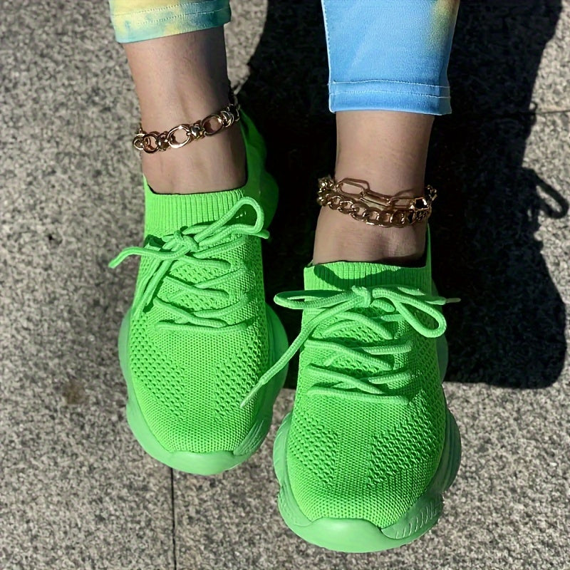 Women’s Platform Mesh Sneakers – Low Top Casual Shoes.